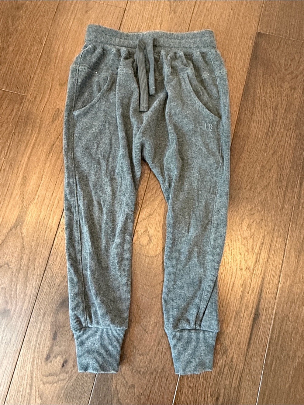 Little Bipsy Ribbed Gray Knit Jogger Pants - Size 4-5T - C39-197